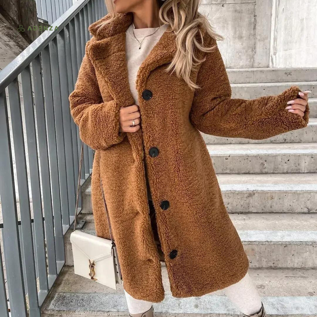 R&B | Teddy Mantel - Weich Undwarm - Oversized Passform - Knopfverschluss - Reverskragen