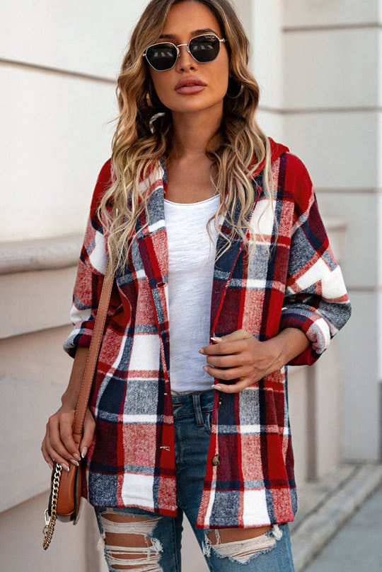 R&B | Gitter Oversized Jacke mit Kapuze Lässiger Komfort Warm und Trendy