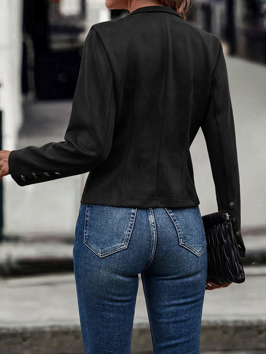 R&B | Militärisch Inspirierte Blazer mit Knopfdetails Polyester Stilvoll und Scharf