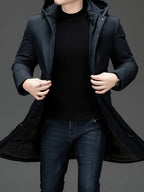 R&B | Lange Winterjacke mit Kapuze Polyester Warm und Windabweisend