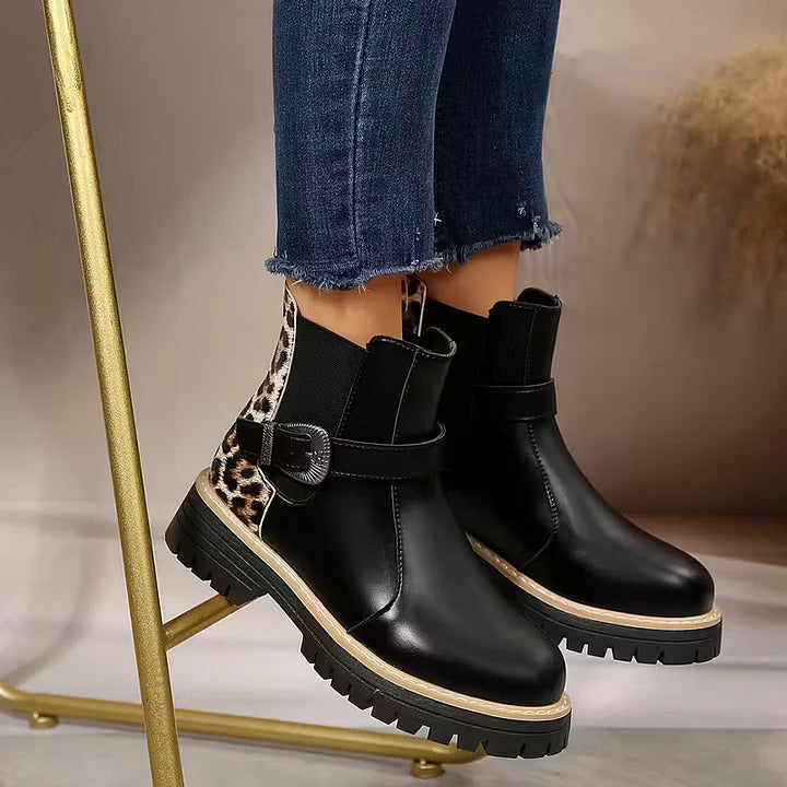 Retro-Stiefeletten mit Schnalle und dicken Absätzen R&B R&B