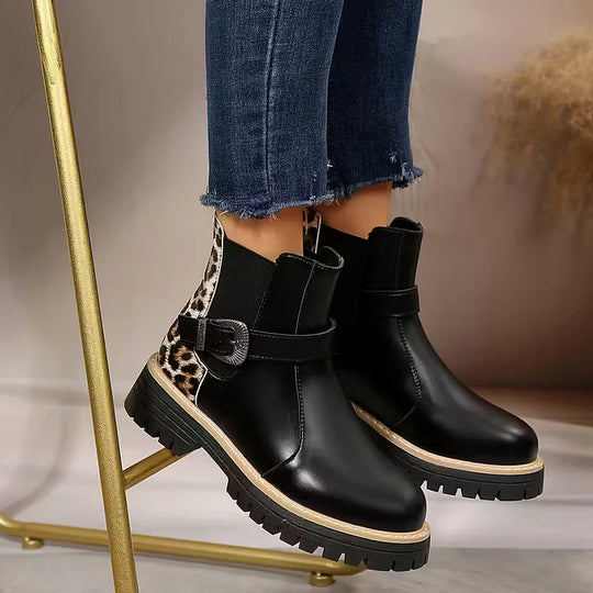 Retro-Stiefeletten mit Schnalle und dicken Absätzen R&B R&B