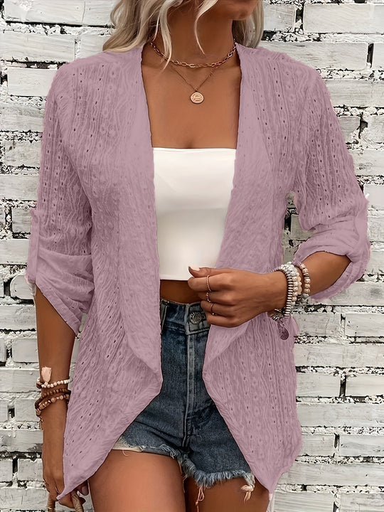 R&B | Cardigan - Frauen Herbst Häkelstrick Front Entspannt Passform Cardigan