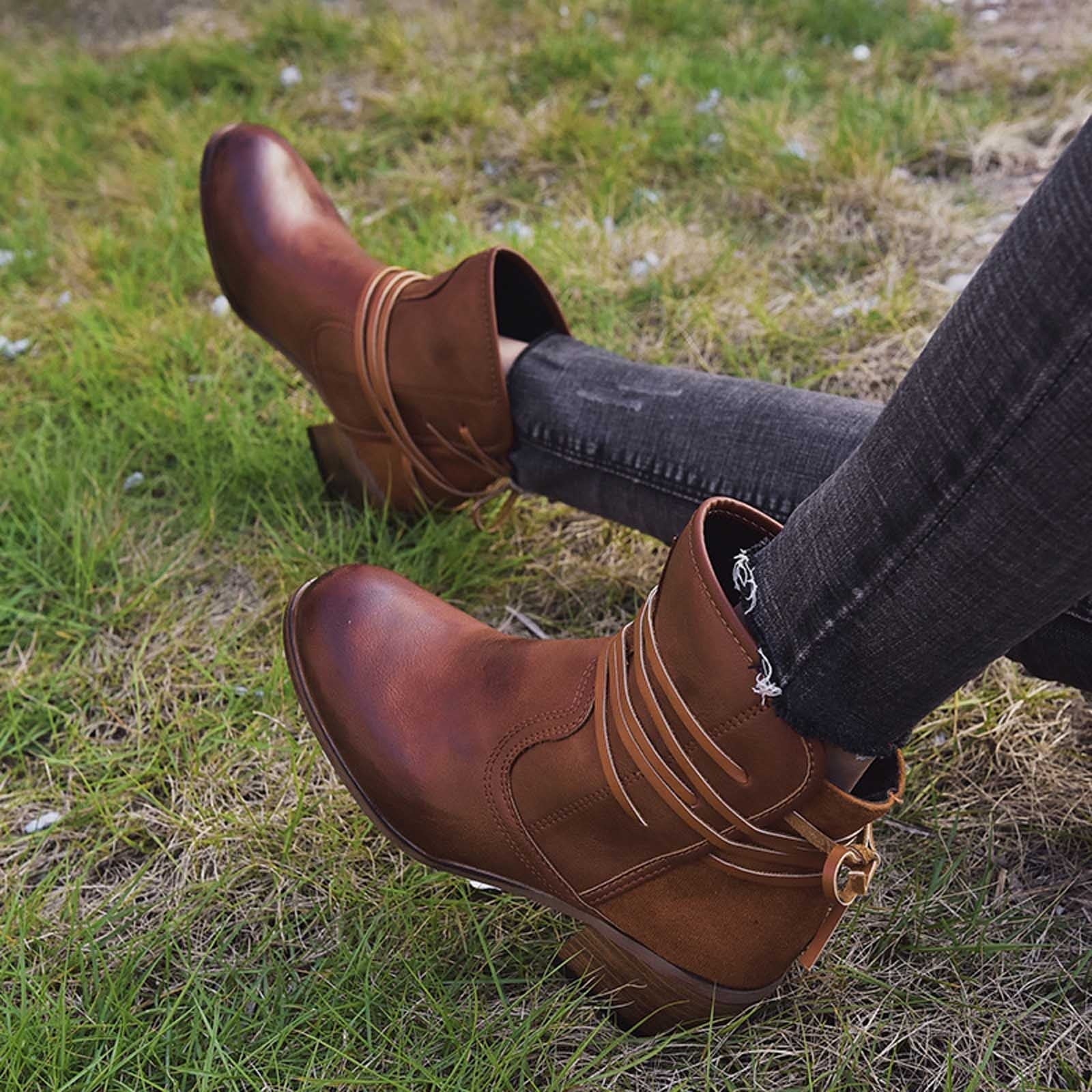 R&B | Vintage Schnür-Stiefeletten mit Runden Zehen