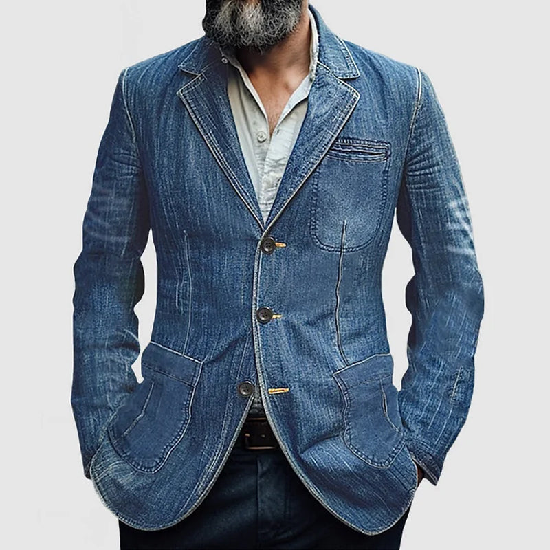 R&B - Lässiger Herbst Einzelreihe Denim Blazer für Herren