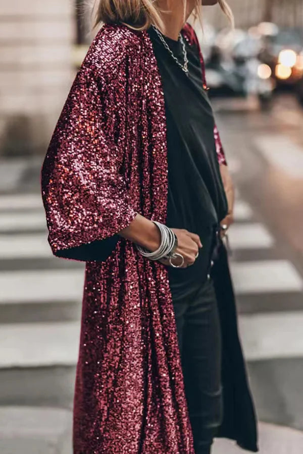 R&B – Modischer Pailletten-Cardigan