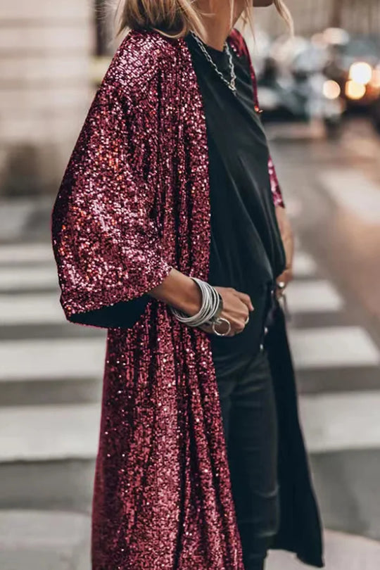 R&B – Modischer Pailletten-Cardigan