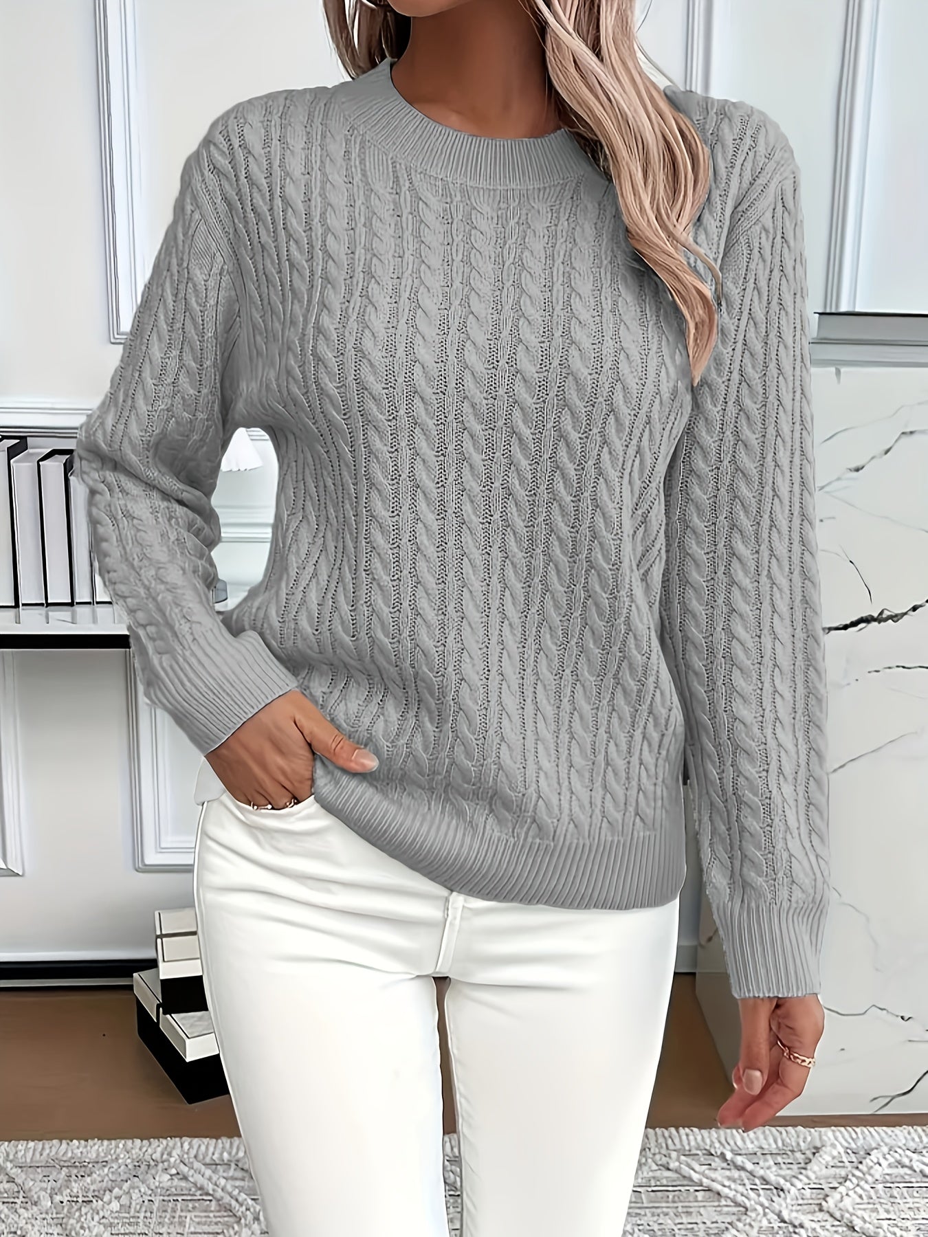 R&B | Eleganter Kabelstrickpullover mit Strukturmuster