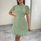 R&B | Dreidimensionales Kleid mit Rüschenrand und Punkten