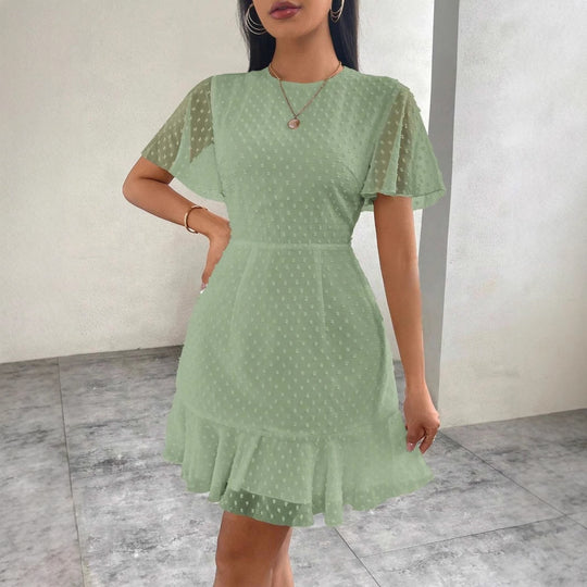 R&B | Dreidimensionales Kleid mit Rüschenrand und Punkten
