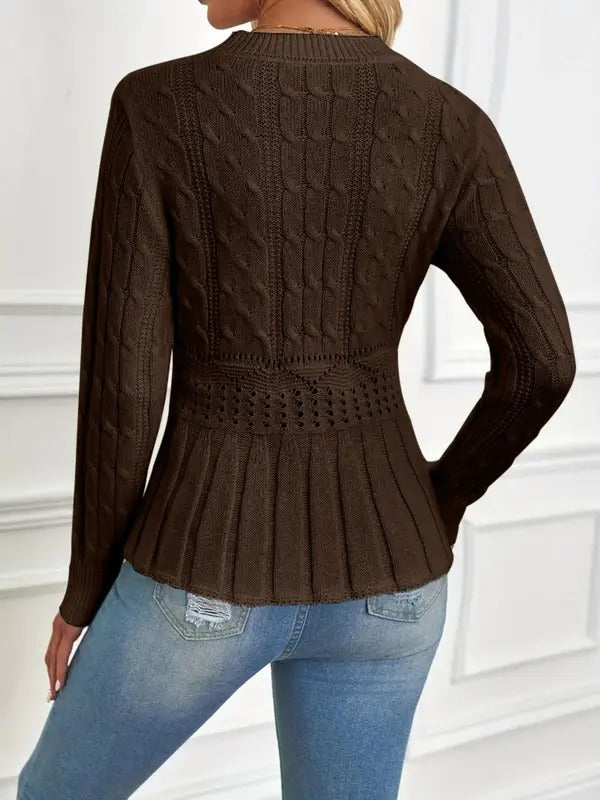 R&B | Bequemer Schicker Grobstrickpullover mit Rundhalsausschnitt