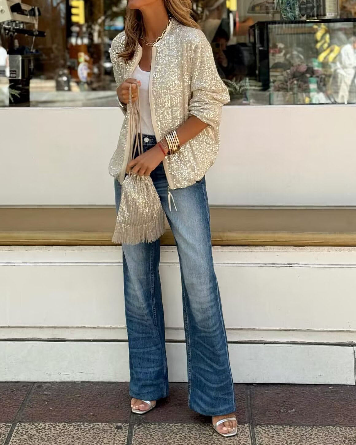 R&B | Pailletten Baseballjacke