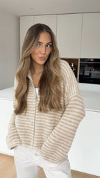 Unisex Warme Strickjacke in Zimt