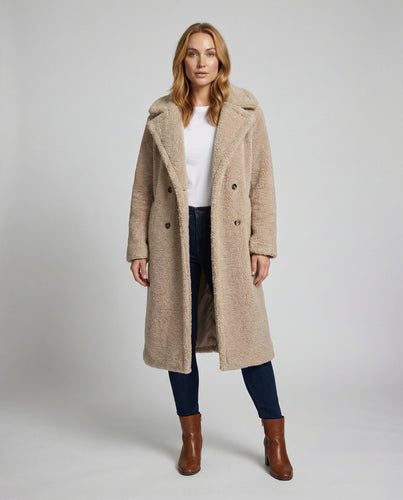 Damen Kunstfelljacke mit Teddy-Optik & Langer Passform | R&B