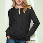R&B | Strickcardigan Spitzenkante und Knopfleiste Eleganter Stil