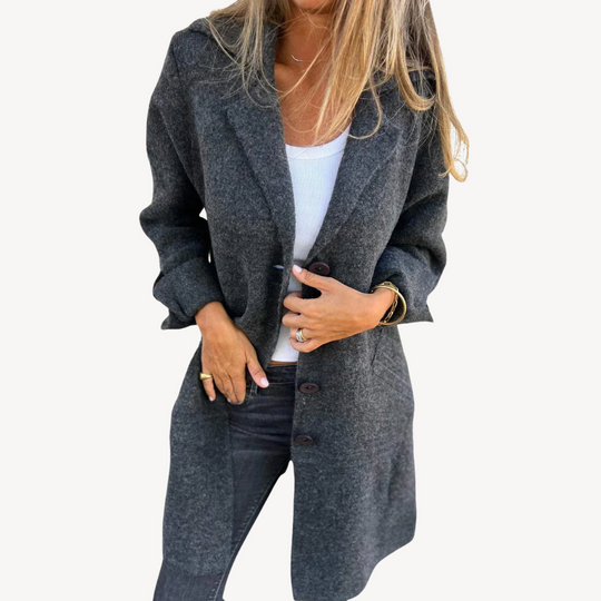 R&B | Frauen Wollmischung Langjacke mit Knopfverschluss