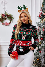R&B | Hoher Hals Weihnachten Schneemann Stickerei Pullover