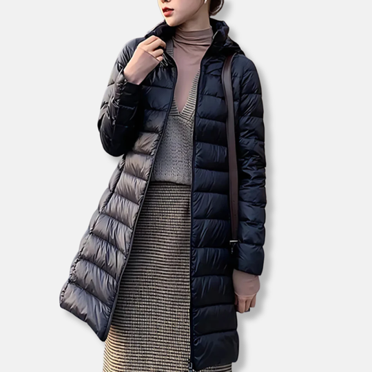 R&B | Pufferjacke gesteppt leicht schlanke Passform mittellang mit Kapuze