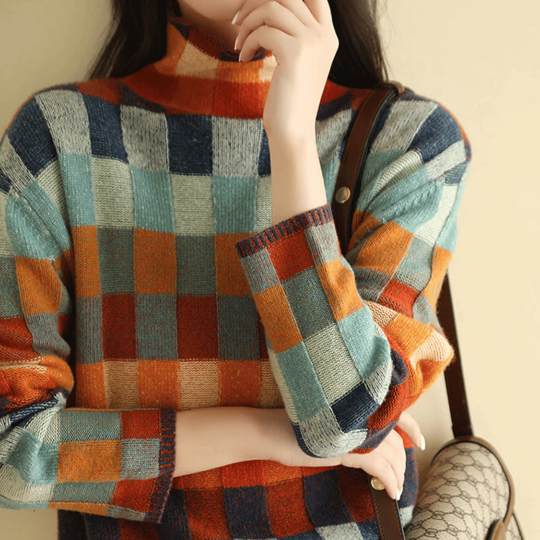 R&B | Sweater - Cashmere Patchwork-Turtleneck-Strick