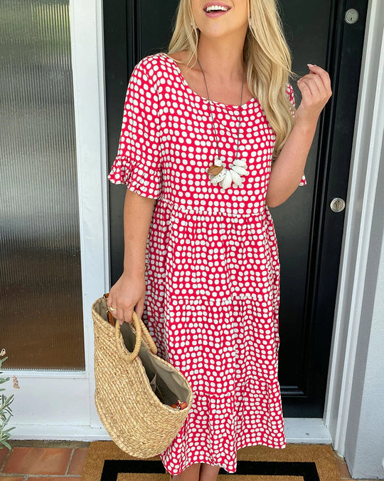 R&B | Midikleid mit Rundhalsausschnitt und Polka-Dot-Print