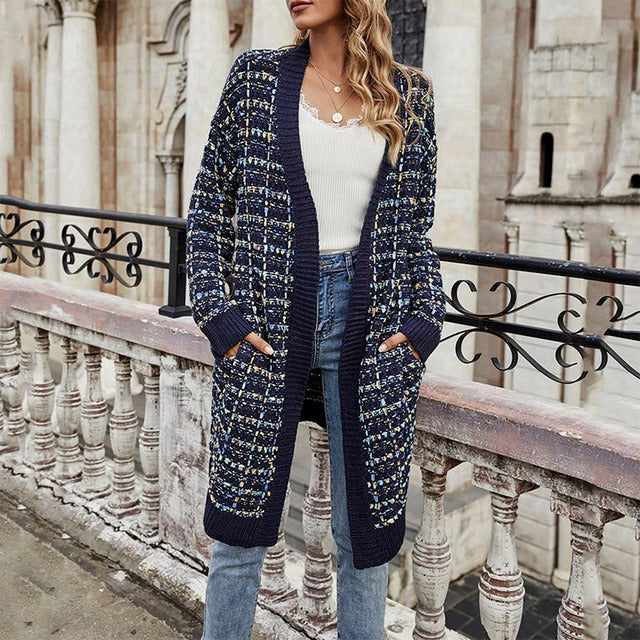 R&B | Farbiger Langer Cardigan Polyester Warm, Bequem