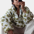 R&B | Damen-Sherpa-Pullover mit stilvollem Blumenmuster