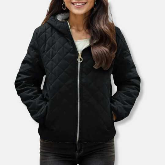 R&B | Gepolsterte Jacke - Lockere Passform - Diamantsteppung - Kapuze - Elastischer Saum