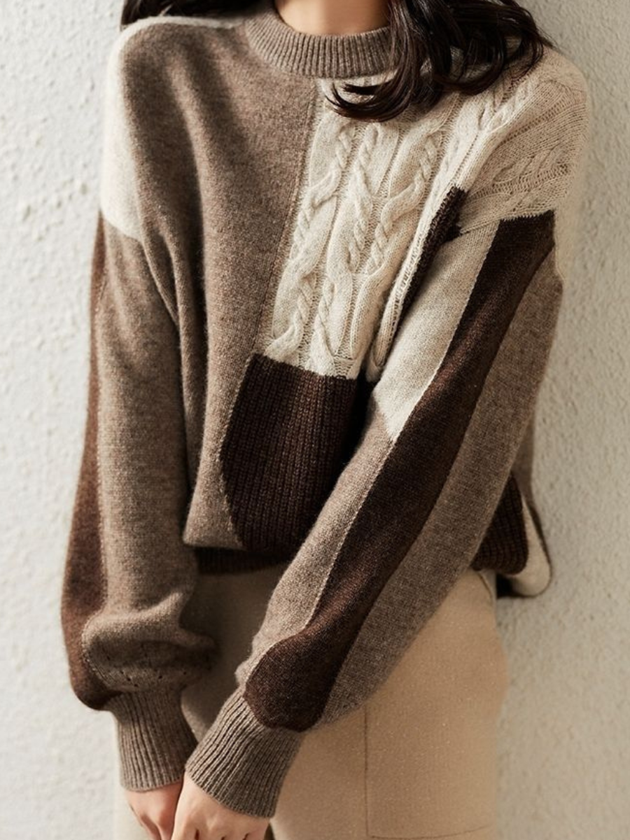 R&B | Chic &Amp; Stylischer Strickpullover In Kontrastfarbe