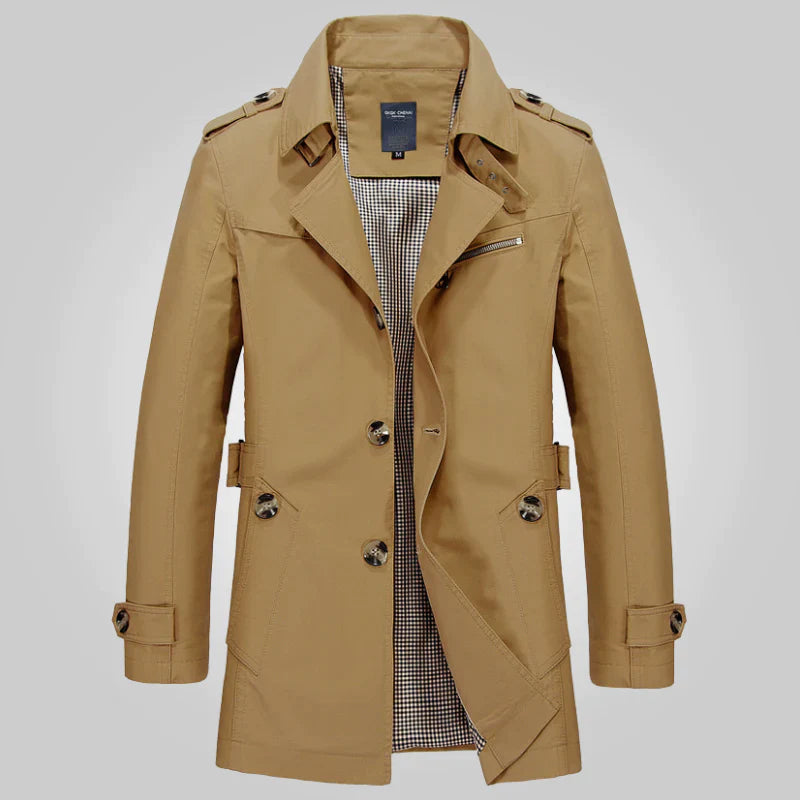 R&B | Trenchcoat mit Stehkragen für Damen - Knopfdetails