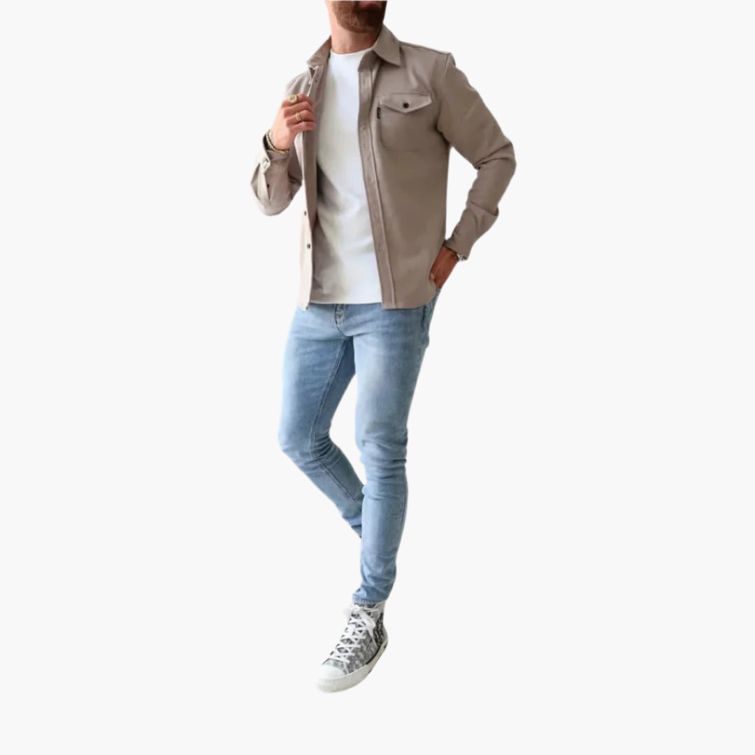 R&B | Overshirt Jacke - Modernes Knopfdurchgang Hemdjacke für Freizeit und Business