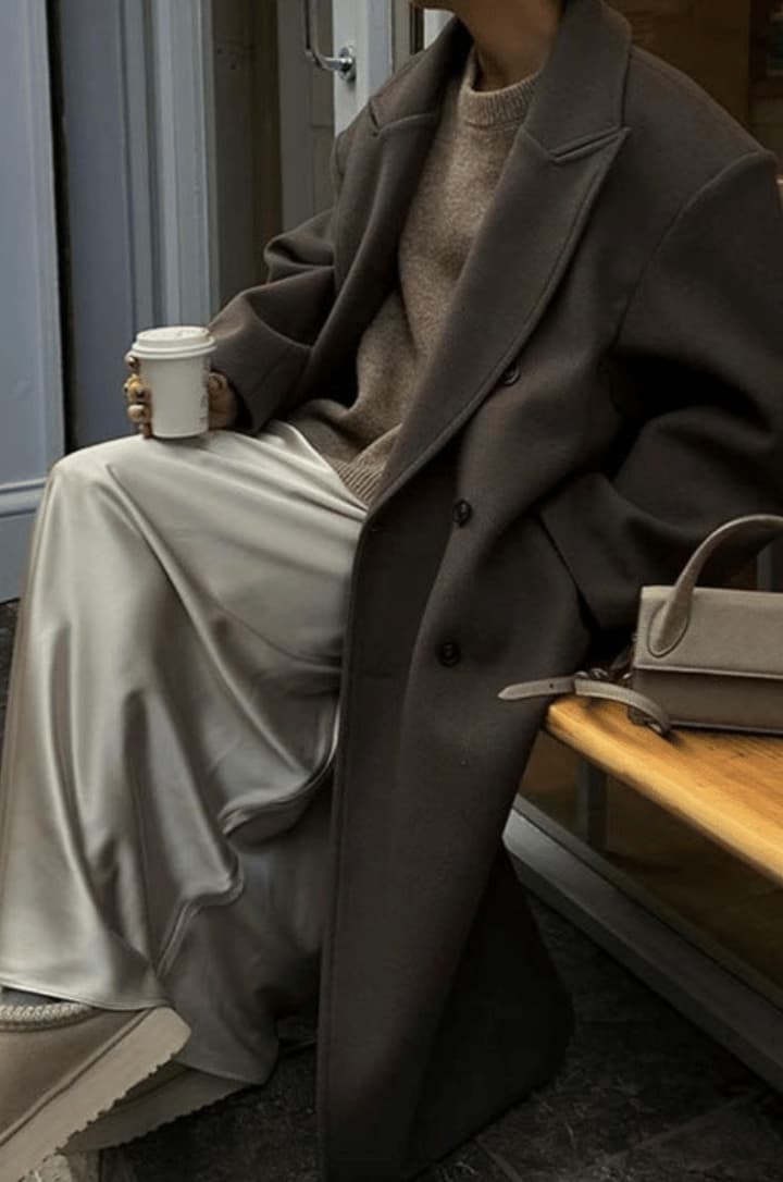 R&B | Übergröße Eleganter Damen Wollmantel mit Knöpfen
