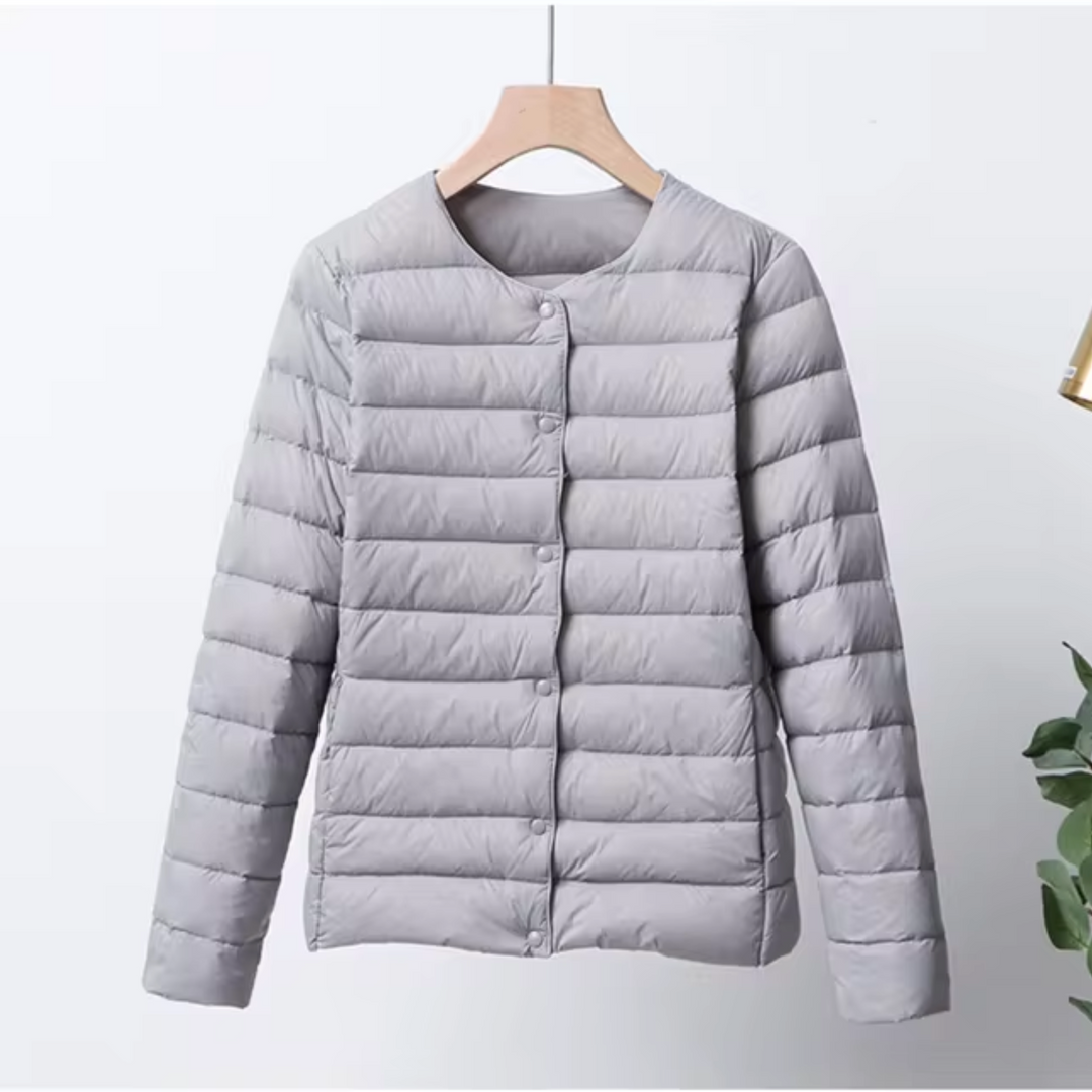 R&B | Daunenjacke Slim Fit Leicht Gewattet Kragenlos Hüftlänge