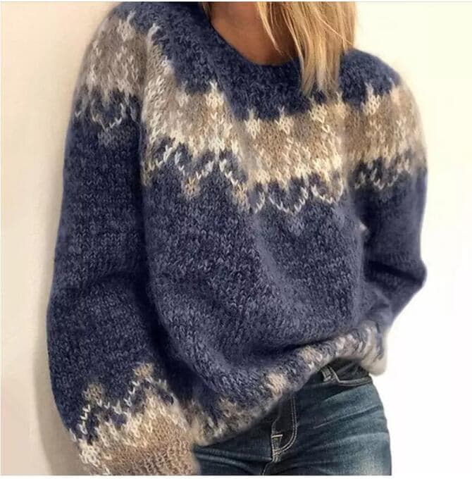 R&B | Strickpullover - Weiche Wollmischung - Nordisches Muster - Lässige Passform