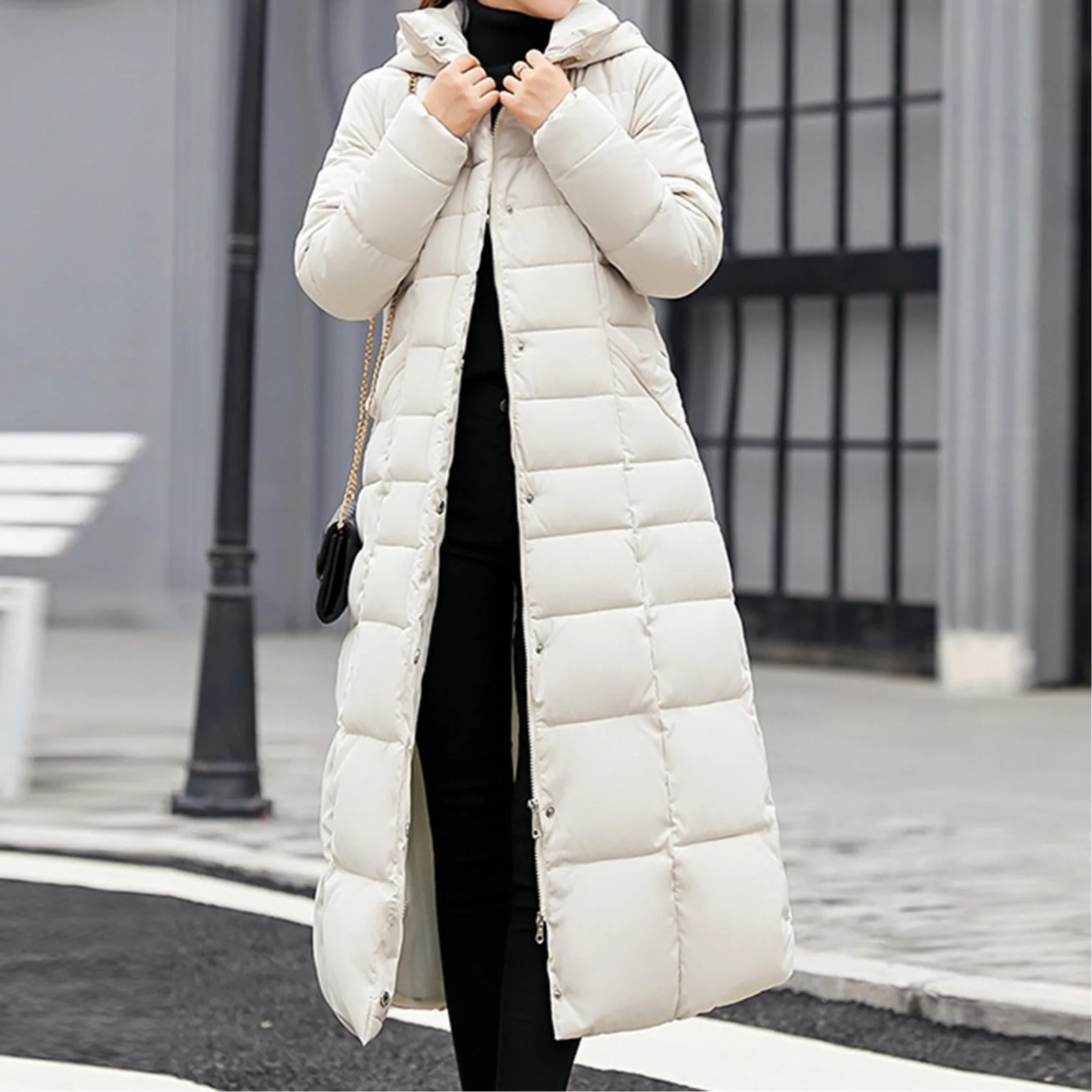 R&B | Elegante Pufferjacke mit Umlegekragen und Knopf für Damen