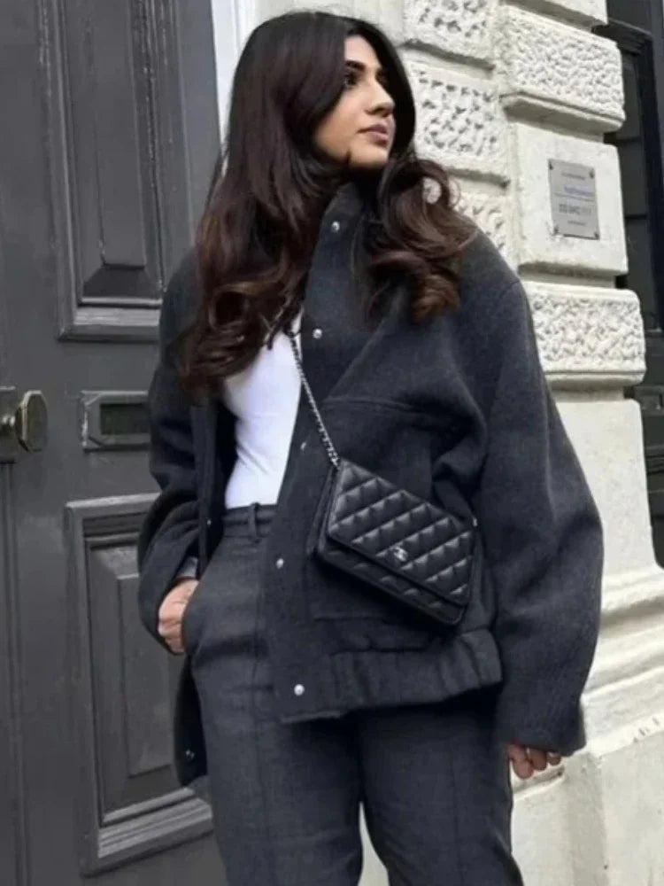 R&B | Flauschige Übergroß Jacke mit Taschen