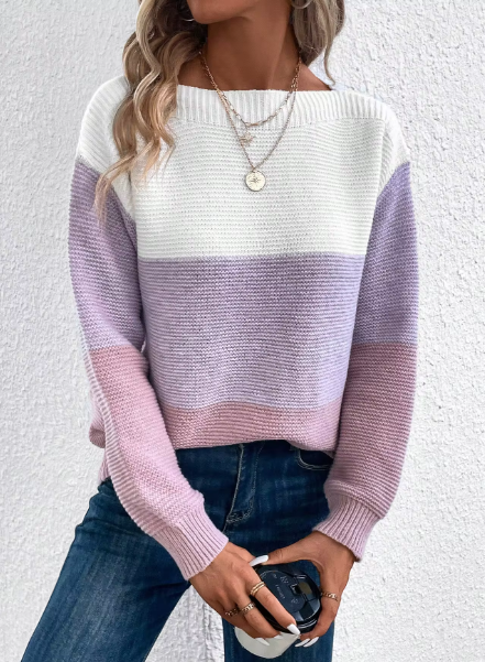 R&B | Elegante Dreifarbige Patchwork-Pullover