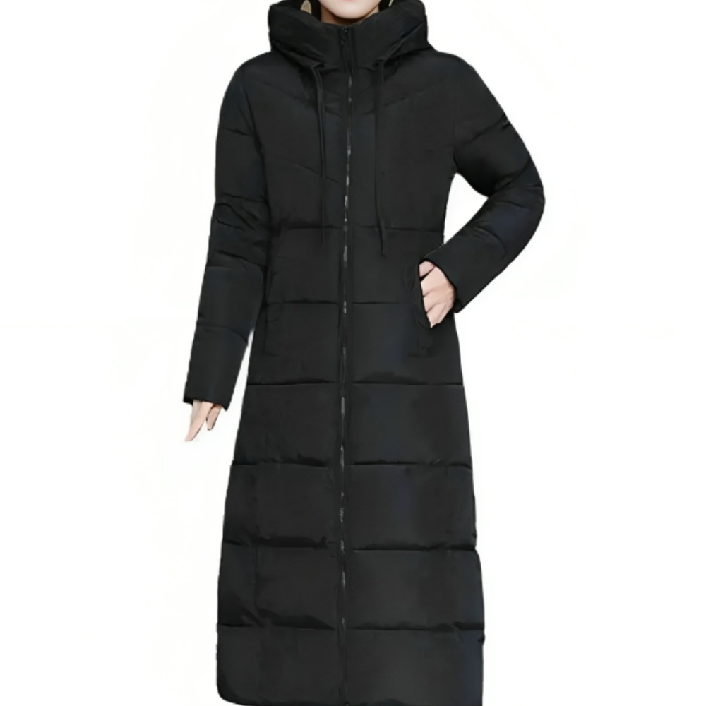 R&B | D’Hiver Lange Steppjacke mit Kapuze für Damen Ideal für Den Herbst und Den Winter