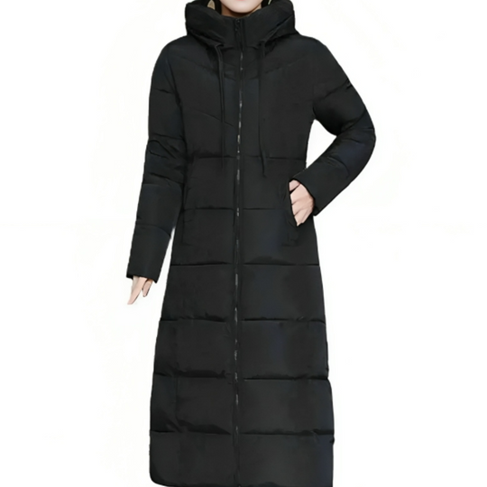 R&B | D’Hiver Lange Steppjacke mit Kapuze für Damen Ideal für Den Herbst und Den Winter