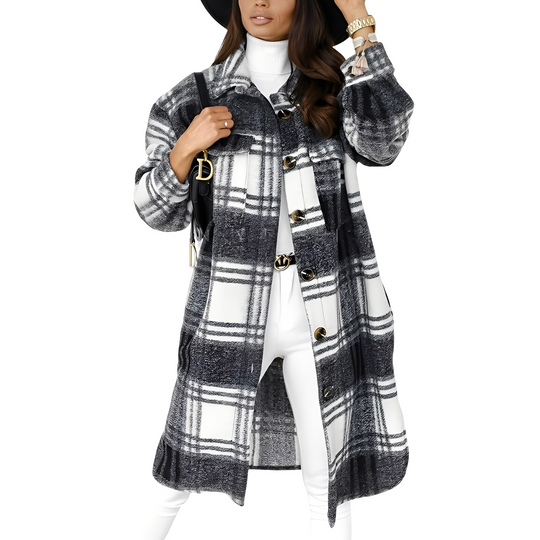 R&B | Stilvolle lange Damen-Karojacke