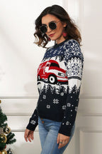 R&B | Schneeflocken- und Lkw-Druck Weihnachts-Pullover