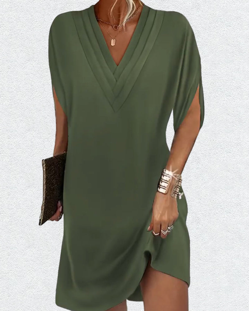 R&B | Elegantes Kleid mit Offenen Ärmeln und V-Ausschnitt