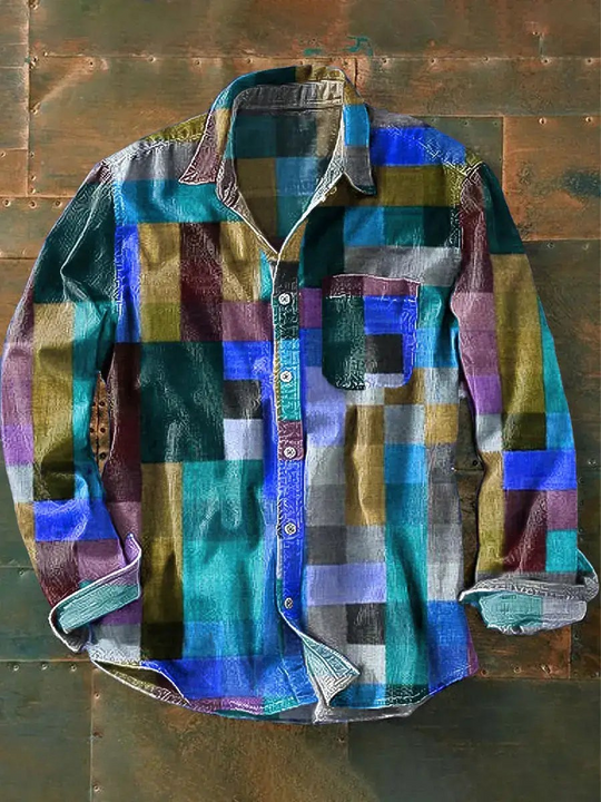 R&B | Stylisches Buntes Patchwork Button-Down Hemd