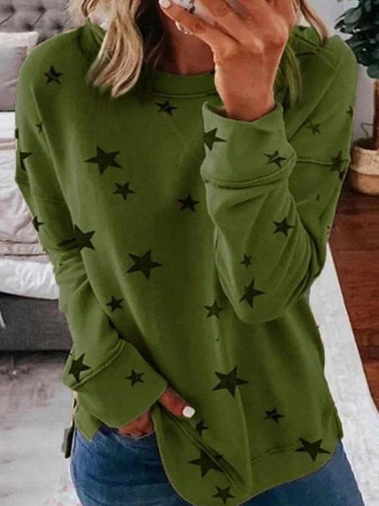 R&B | Warmer Stern Druck Rundhals Pullover Ideal für den Winter