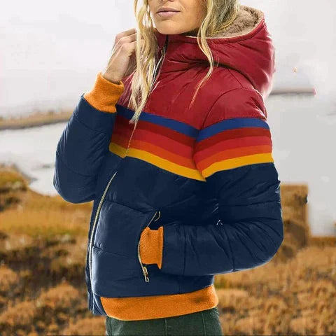 R&B | Gestreifte Gesteppte Jacke Legere Oberbekleidung