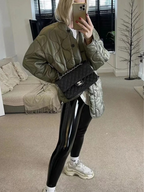 R&B | Trendy Olivgrüner Übergroßer Gestepptes Jacke für einen Stilvollen Look Ideal für Herbst/Winter
