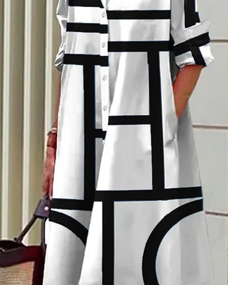 R&B | Kleid mit Taschen und Geometrischem Druck
