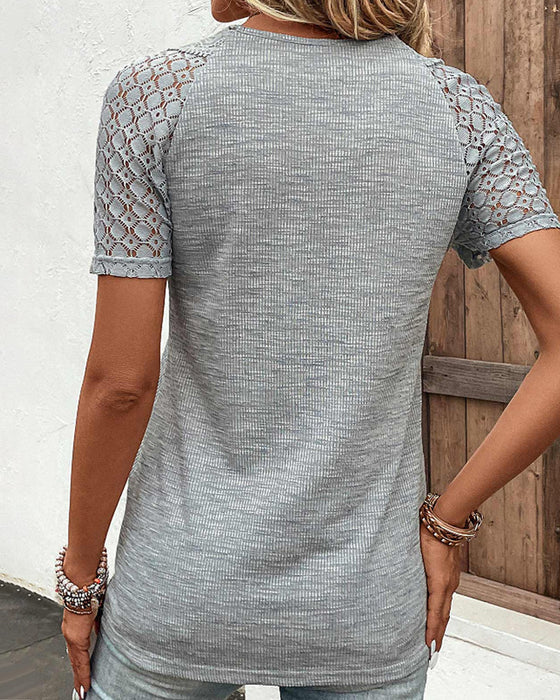 R&B | Damen T-Shirt mit kurzen Ärmeln und Spitze