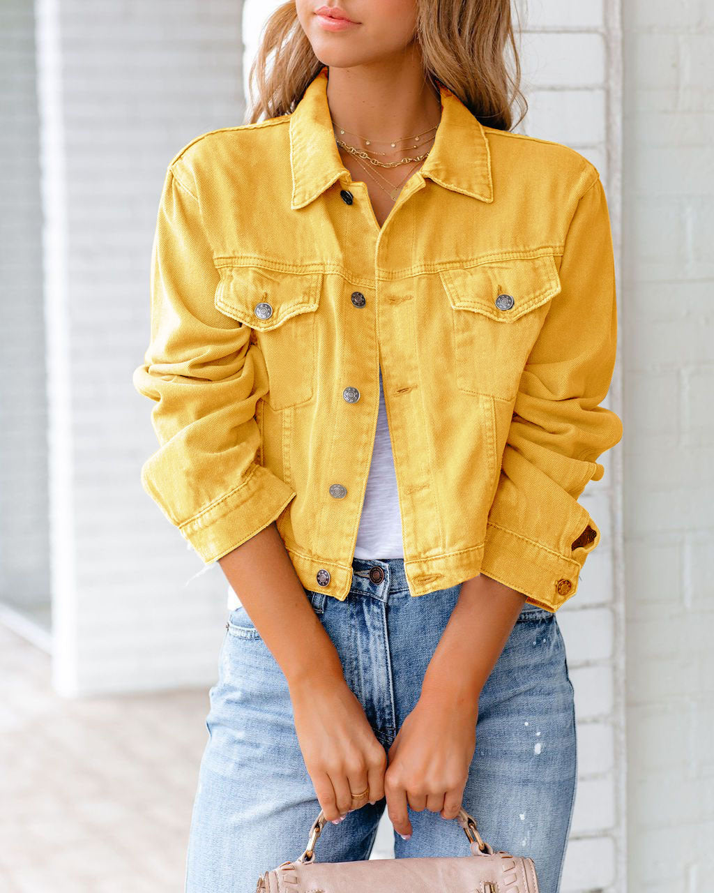 R&B | Modische Jeansjacke mit Knöpfen und Taschen