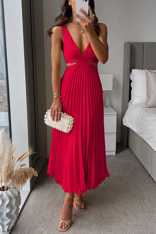 R&B | Damen Plissee Satin Kleid