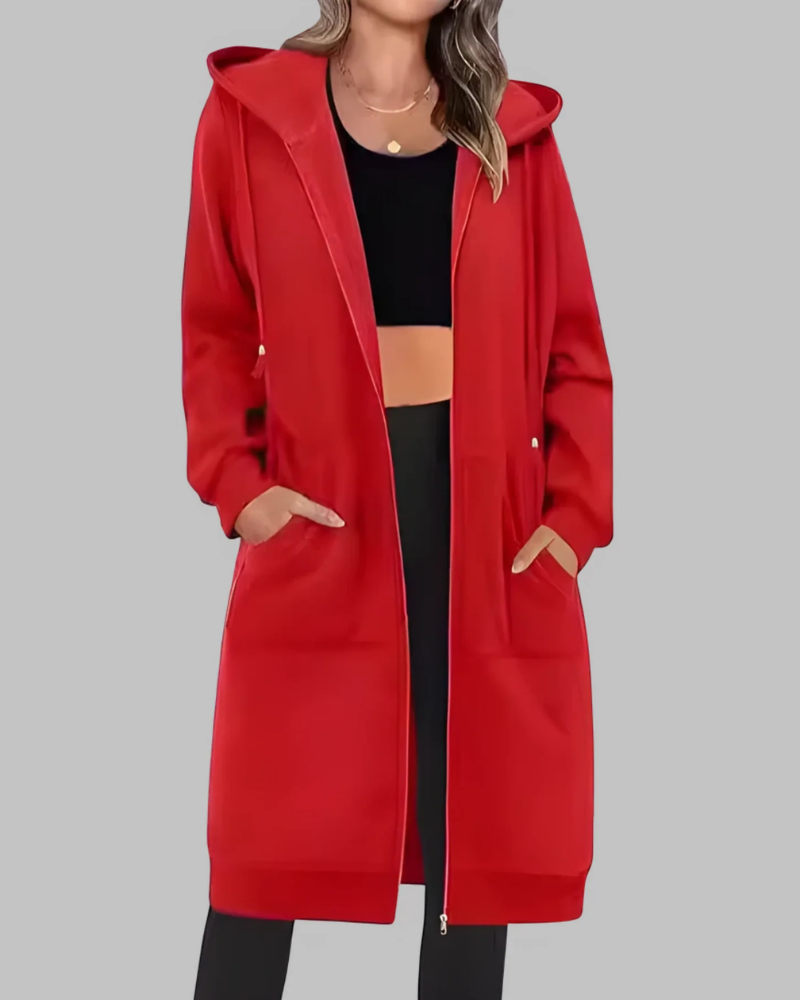 R&B | Lässige Zip-Up Übergroße Lange Jacke